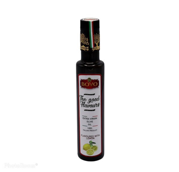 Bottle of extra virgin olive oil flavoured with lemon 0,25 liter
