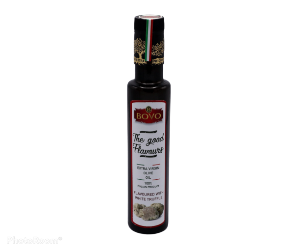 Bottle of extra virgin olive oil flavoured with white truffle 0,25 liter